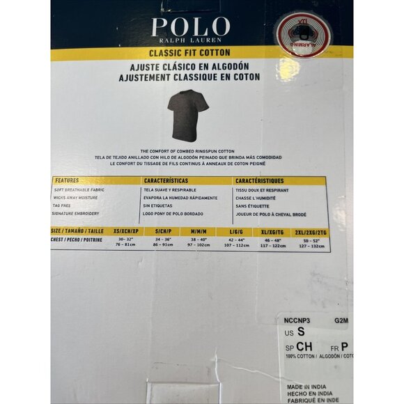 Polo Ralph Lauren Men's Gray-Blue-Navy Classic Fit Crew-Neck 3 Pack T-Shirts - Picture 4 of 6